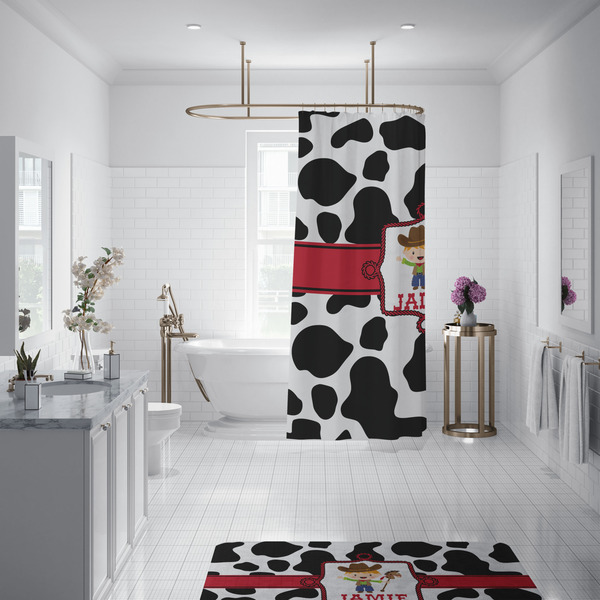 Cowprint w/Cowboy Shower Curtain - 70"x83"