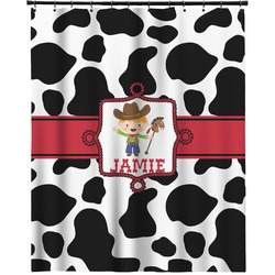 Cowprint w/Cowboy Extra Long Shower Curtain - 70"x84" (Personalized)