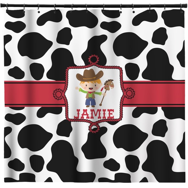 Custom Cowprint w/Cowboy Shower Curtain (Personalized)
