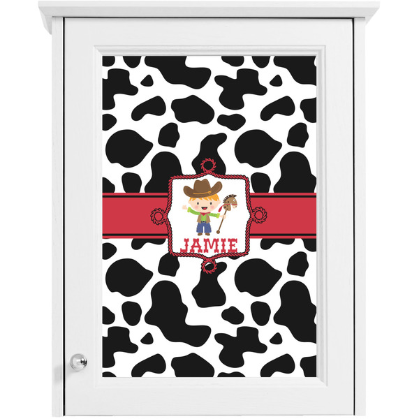 Cowprint w/Cowboy Single White Cabinet Decal