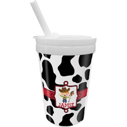 Cowprint w/Cowboy Sippy Cup with Straw (Personalized)