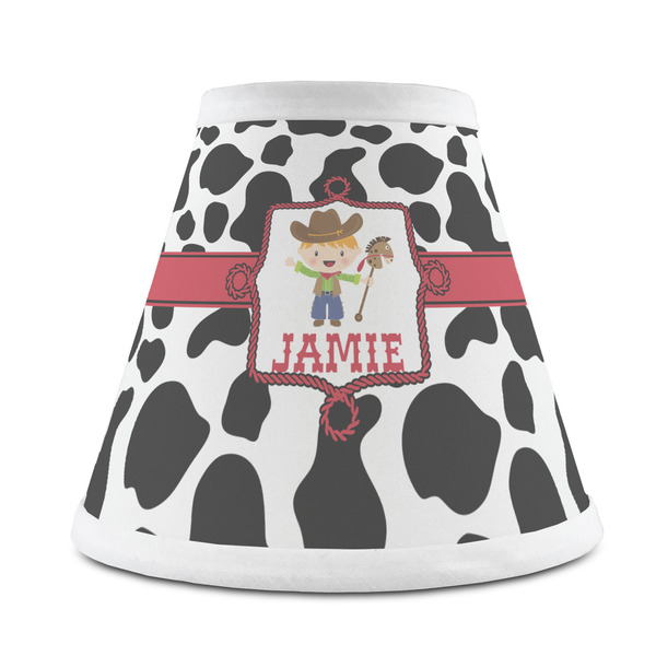 Custom Cowprint w/Cowboy Chandelier Lamp Shade (Personalized)