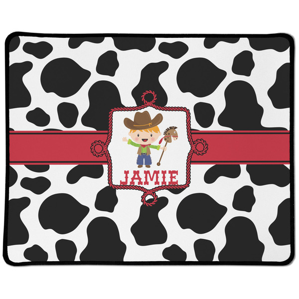 Custom Cowprint w/Cowboy Large Gaming Mouse Pad - 12.5" x 10" (Personalized)