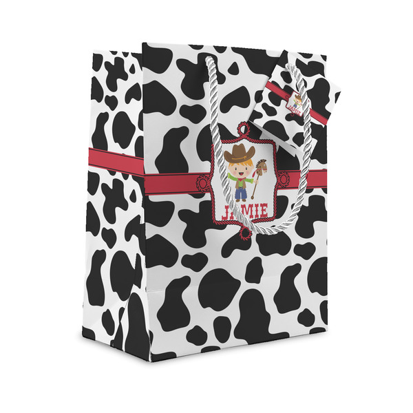 Custom Cowprint w/Cowboy Small Gift Bag (Personalized)