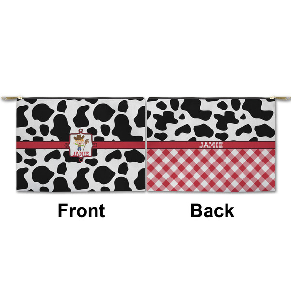 Cowprint w/Cowboy Small Zipper Pouch Approval (Front and Back)