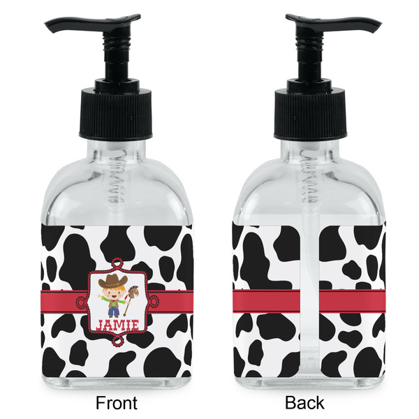 Cowprint w/Cowboy Glass Soap/Lotion Dispenser - Approval