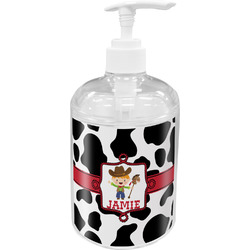 Cowprint w/Cowboy Acrylic Soap & Lotion Bottle (Personalized)