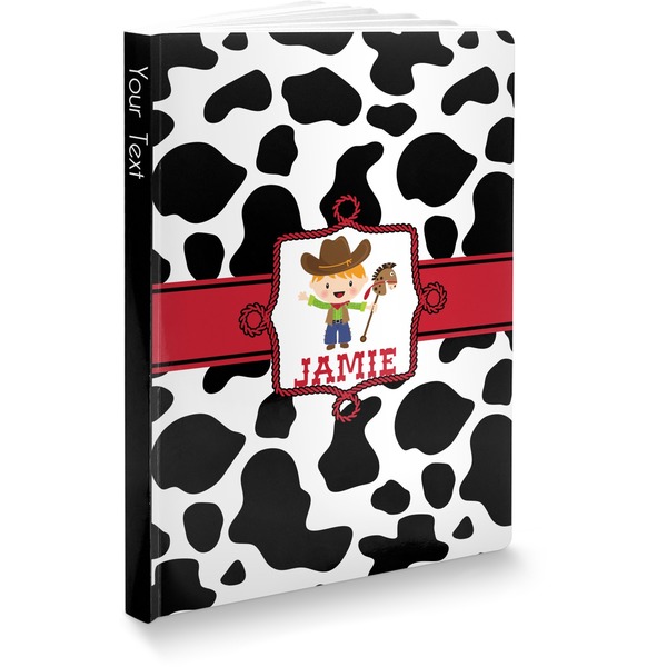 Custom Cowprint w/Cowboy Softbound Notebook - 7.25" x 10" (Personalized)