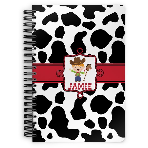 Custom Cowprint w/Cowboy Spiral Notebook (Personalized)