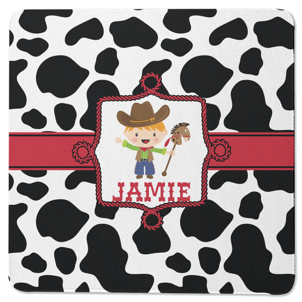 Cowprint w/Cowboy Square Coaster Rubber Back - Single