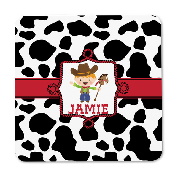 Cowprint w/Cowboy Square Fridge Magnet - FRONT