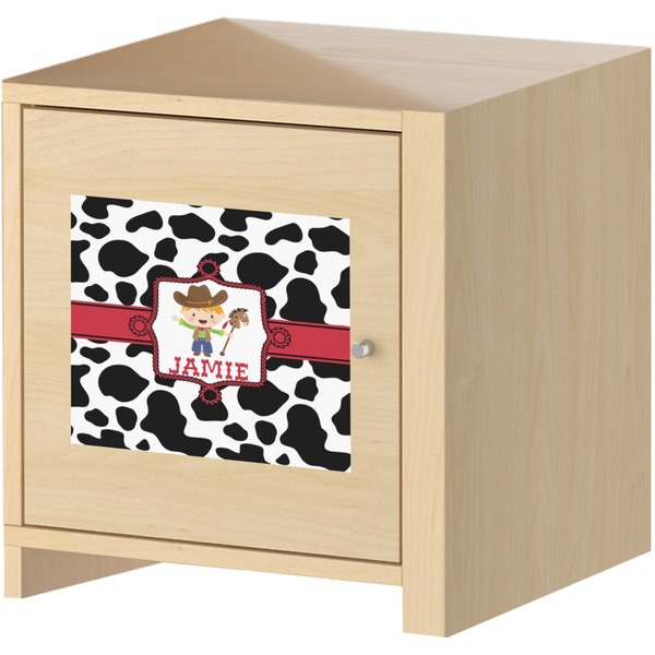 Cowprint w/Cowboy Square Wall Decal on Wooden Cabinet