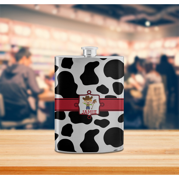 Cowprint w/Cowboy Stainless Steel Flask - LIFESTYLE 2