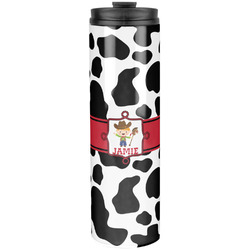 Cowprint w/Cowboy Stainless Steel Skinny Tumbler - 20 oz (Personalized)