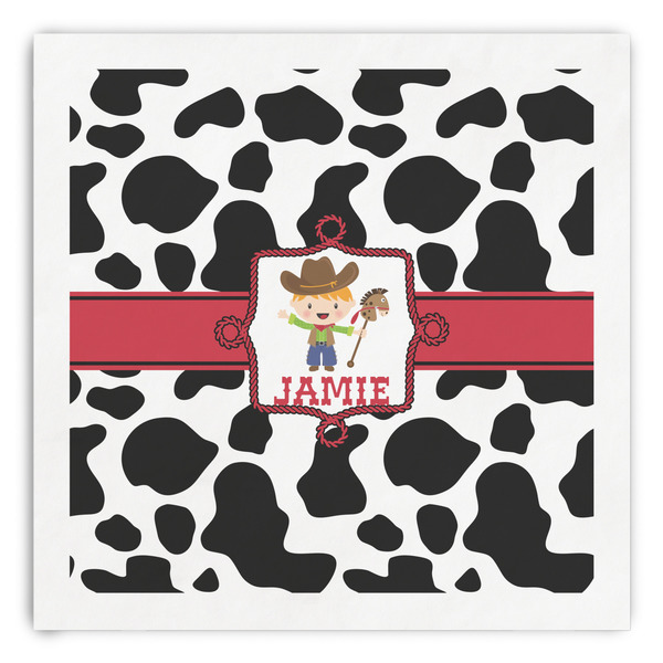 Custom Cowprint w/Cowboy Paper Dinner Napkins (Personalized)