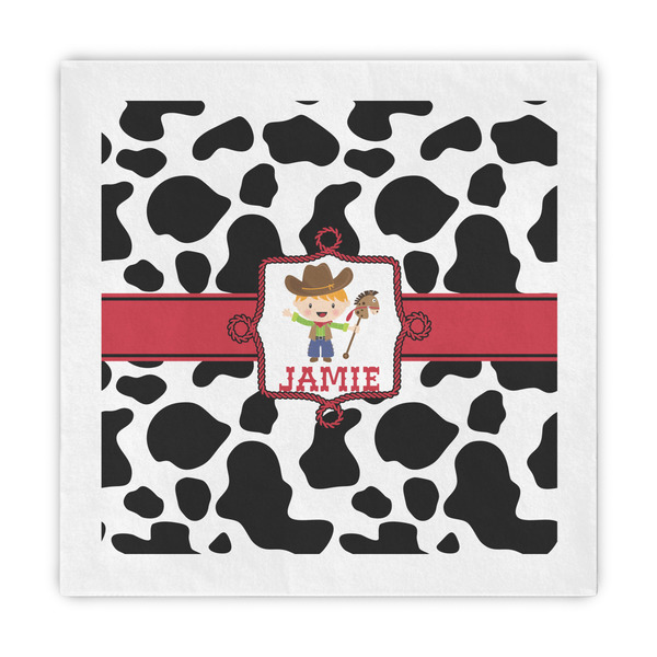 Custom Cowprint w/Cowboy Decorative Paper Napkins (Personalized)