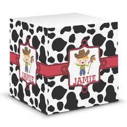 Cowprint w/Cowboy Sticky Note Cube (Personalized)