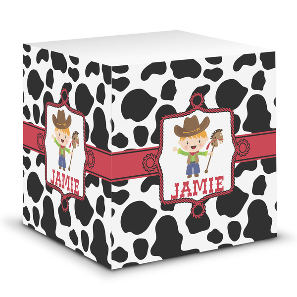 Custom Cowprint w/Cowboy Sticky Note Cube (Personalized)