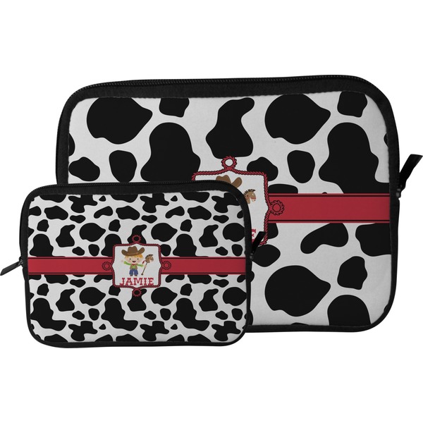 Cowprint w/Cowboy Tablet Sleeve (Size Comparison)