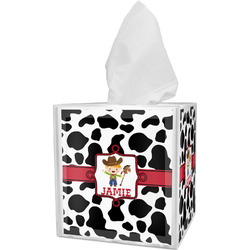 Cowprint w/Cowboy Tissue Box Cover (Personalized)
