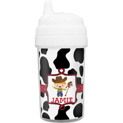Cowprint w/Cowboy Toddler Sippy Cup (Personalized)
