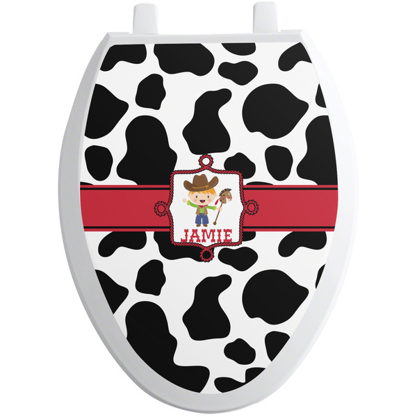 Cowprint w/Cowboy Toilet Seat Decal (Personalized)