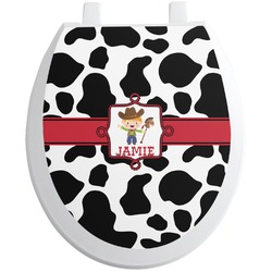Cowprint w/Cowboy Toilet Seat Decal - Round (Personalized)