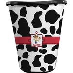 Cowprint w/Cowboy Waste Basket - Single Sided (Black) (Personalized)