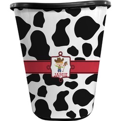 Cowprint w/Cowboy Waste Basket - Single Sided (Black) (Personalized)
