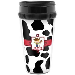 Cowprint w/Cowboy Acrylic Travel Mug without Handle (Personalized)