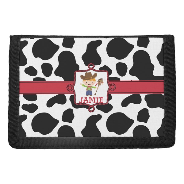 Custom Cowprint w/Cowboy Trifold Wallet (Personalized)