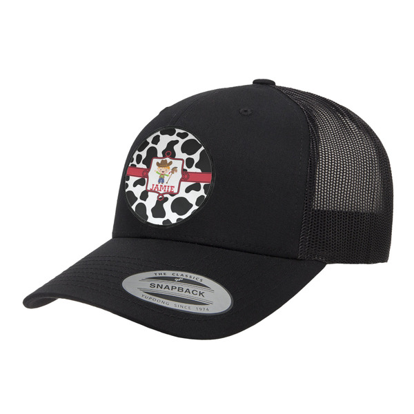 Custom Cowprint w/Cowboy Trucker Hat - Black (Personalized)