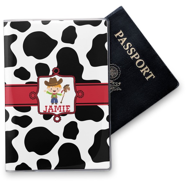 Custom Cowprint w/Cowboy Vinyl Passport Holder (Personalized)