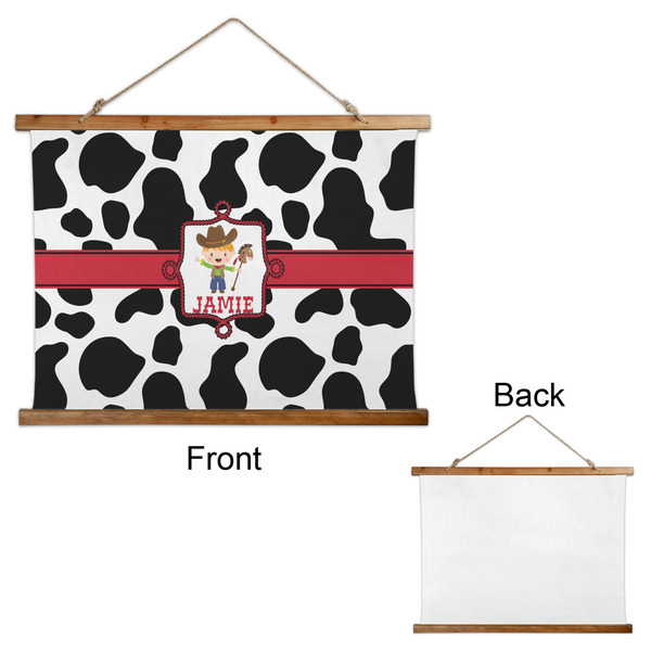 Cowprint w/Cowboy Wall Hanging Tapestry - Landscape - APPROVAL