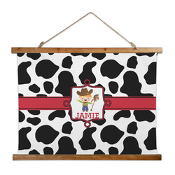 Cowprint w/Cowboy Wall Hanging Tapestry - Wide (Personalized)