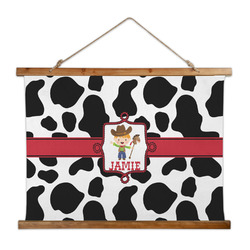 Cowprint w/Cowboy Wall Hanging Tapestry - Wide (Personalized)