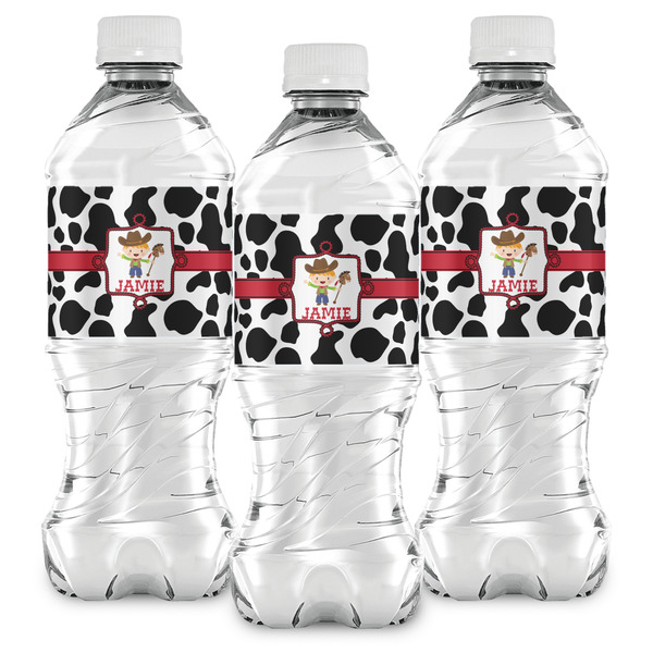 Cowprint w/Cowboy Water Bottle Labels - Front View