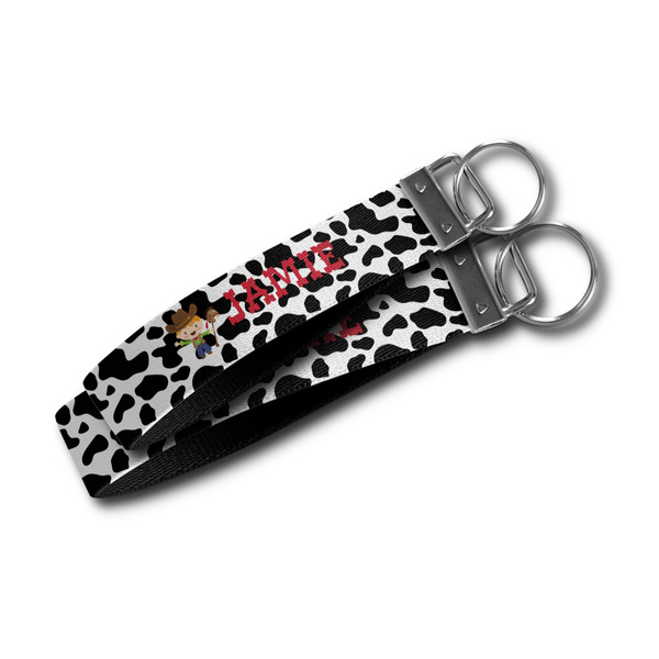 Cowprint w/Cowboy Webbing Keychain FOBs - Size Comparison
