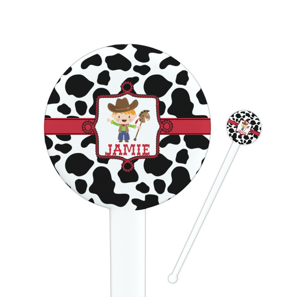 Custom Cowprint w/Cowboy Round Plastic Stir Sticks (Personalized)