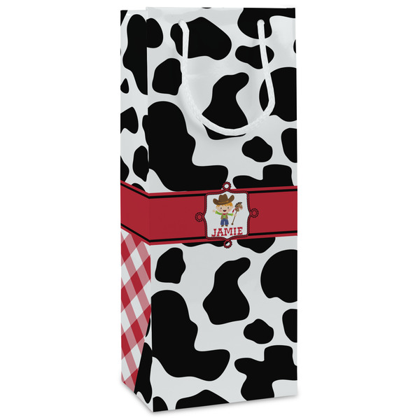 Custom Cowprint w/Cowboy Wine Gift Bags (Personalized)