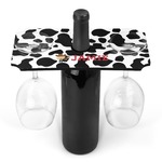 Cowprint w/Cowboy Wine Bottle & Glass Holder (Personalized)