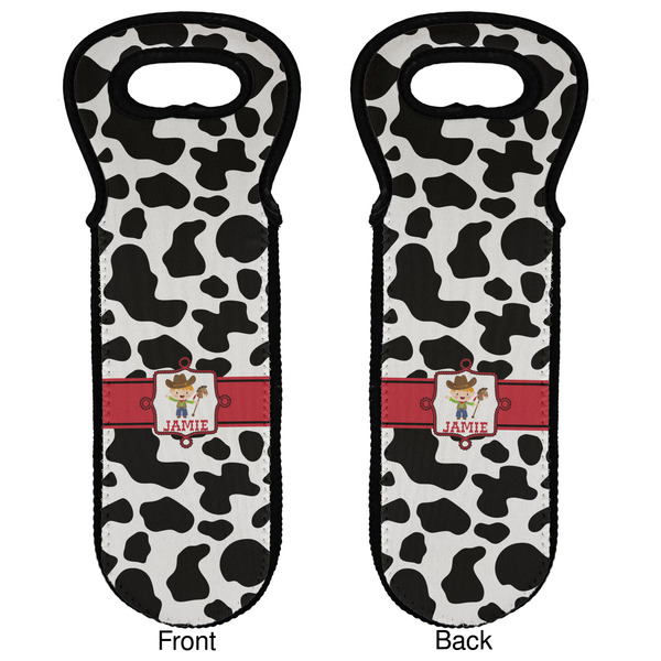 Cowprint w/Cowboy Wine Tote Front & Back