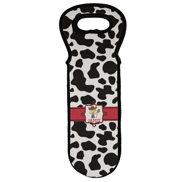 Custom Cowprint w/Cowboy Wine Tote Bag (Personalized)