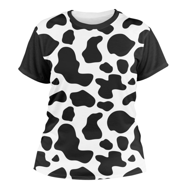 Custom Cowprint w/Cowboy Women's Crew T-Shirt - X Large