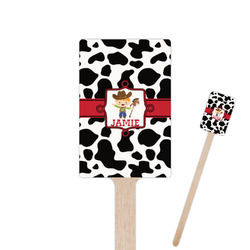 Cowprint w/Cowboy Rectangle Wooden Stir Sticks (Personalized)