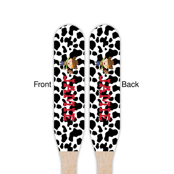 Cowprint w/Cowboy Wooden Food Pick - Paddle - Double Sided - Front & Back