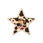Cowprint w/Cowboy Genuine Maple or Cherry Wood Sticker (Personalized)