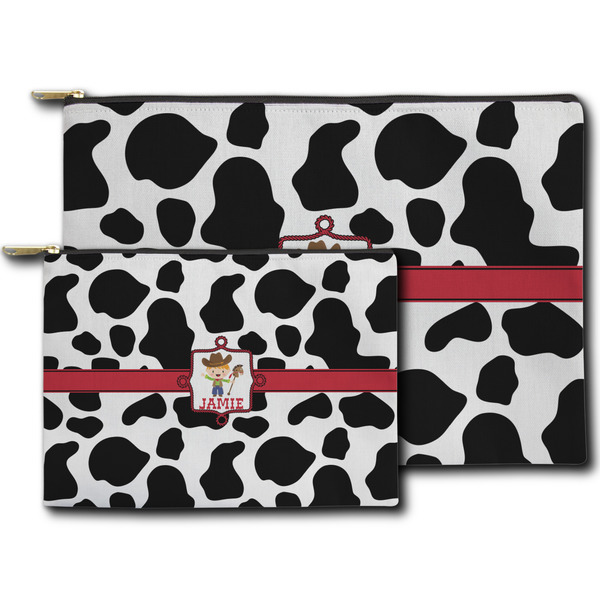 Cowprint w/Cowboy Zippered Pouches - Size Comparison