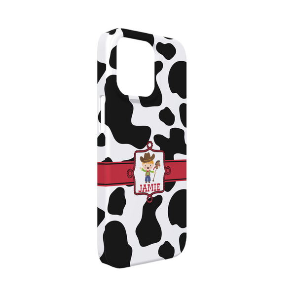 Custom Cowprint w/Cowboy iPhone Case - Plastic - iPhone 13 Mini (Personalized)