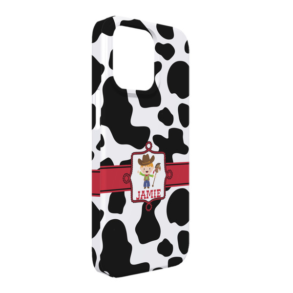 Custom Cowprint w/Cowboy iPhone Case - Plastic - iPhone 13 Pro Max (Personalized)